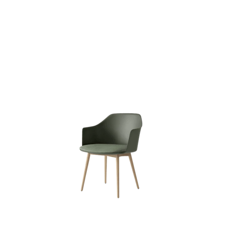 Rely HW77 Matstol Med Armstöd Polstrad Sits Bronze Green/Klarlackad Ek/Canvas 0926