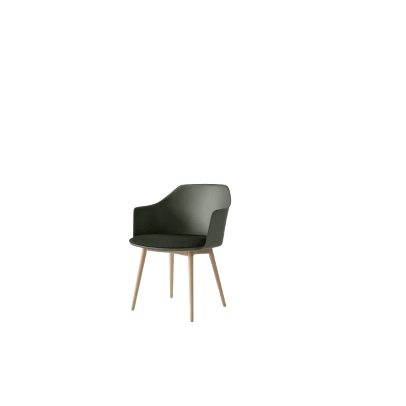 Rely HW77 Matstol Med Armstöd Polstrad Sits Bronze Green/Klarlackad Ek/Vidar 0972