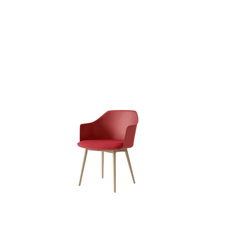 Rely HW77 Matstol Med Armstöd Polstrad Sits Vermilion Red/Klarlackad Ek/Hallingdal 680