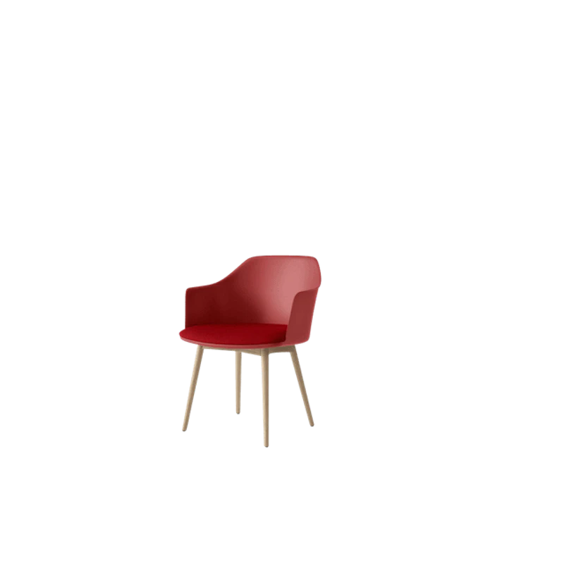 Rely HW77 Matstol Med Armstöd Polstrad Sits Vermilion Red/Klarlackad Ek/Vidar 0556