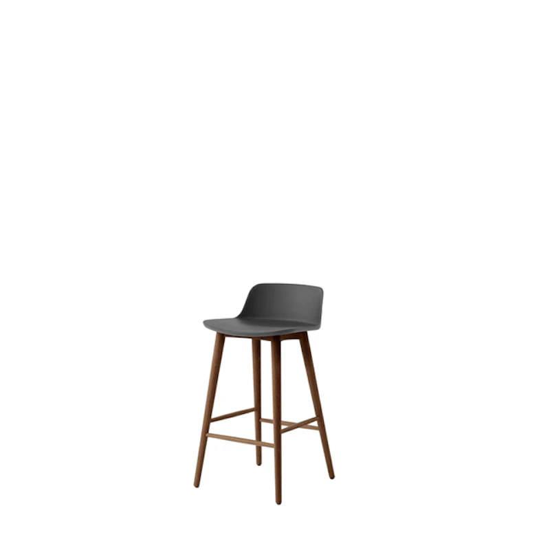 &Tradition Rely HW118 Barstol Lav Ryg Lakeret Valnød/Stone Grey