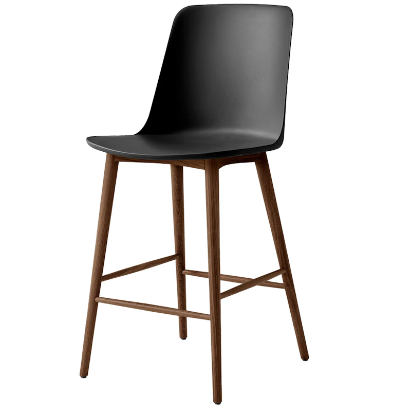 Rely HW128 Högt Ryggstöd 65 cm, Lackerad Valnöt / Svart