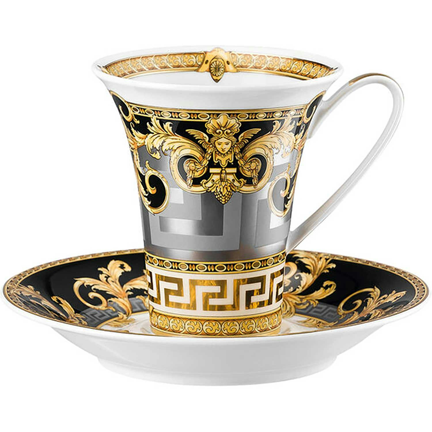 Versace Prestige Gala Kaffekopp Med Fat - Kaffekoppar Porslin Svart