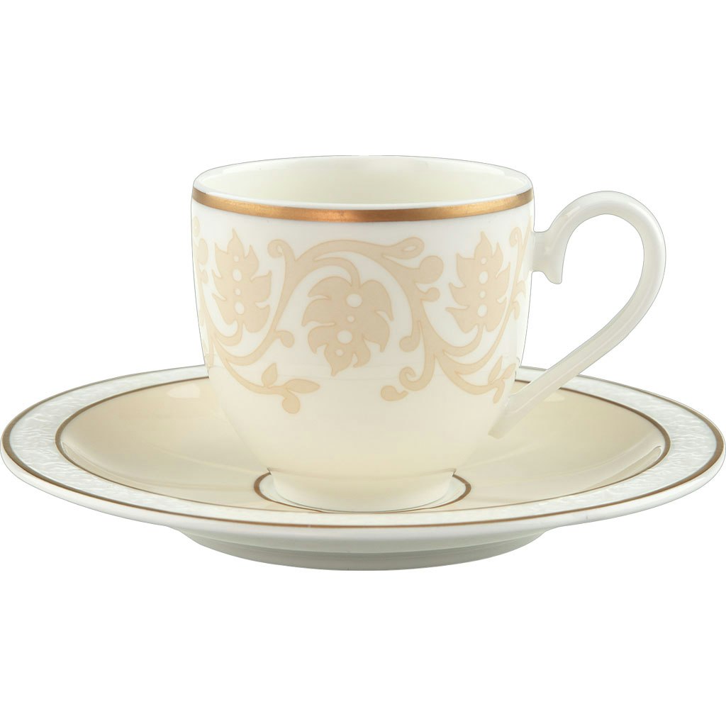 Villeroy & Boch Ivoire Espressokopp Med Fat - Espressokoppar Benporslin Beige