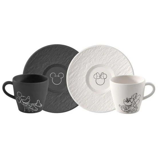 Villeroy & Boch Manufacture Rock Mickey Mouse Kaffekopp Med Fat 4 Delar - Kaffekoppar Porslin Svart