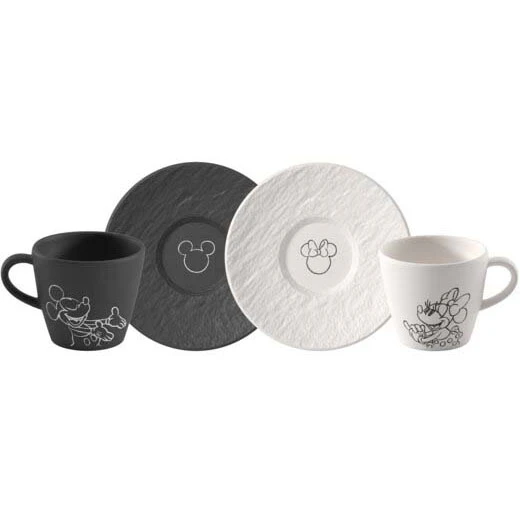 Villeroy & Boch Manufacture Rock Mickey Mouse Espressokopp Och Fat 4 Delar - Espressokoppar Porslin Svart