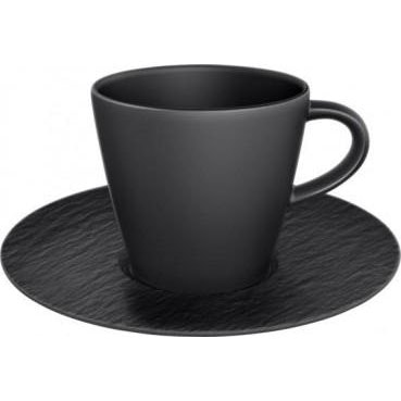 Villeroy & Boch Manufacture Rock Kaffekopp Med Fat - Kaffekoppar Porslin Svart