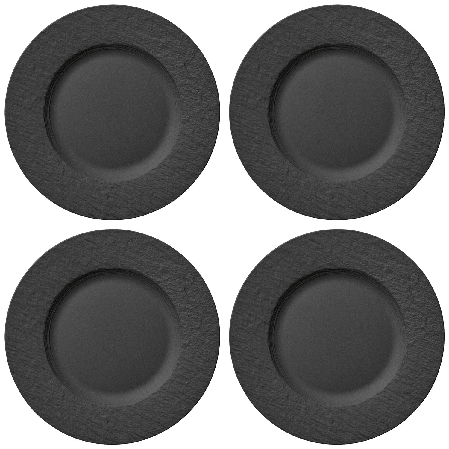 villeroy & boch manufacture rock tallrik 27 cm 4-pack - porslin svart