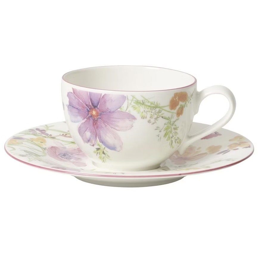 Villeroy & Boch Mariefleur Basic Kaffekopp Med Fat - Kaffekoppar Porslin Vit