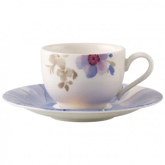 Villeroy & Boch Mariefleur Gris Basic Espressokopp Med Fat - Espressokoppar Porslin Vit