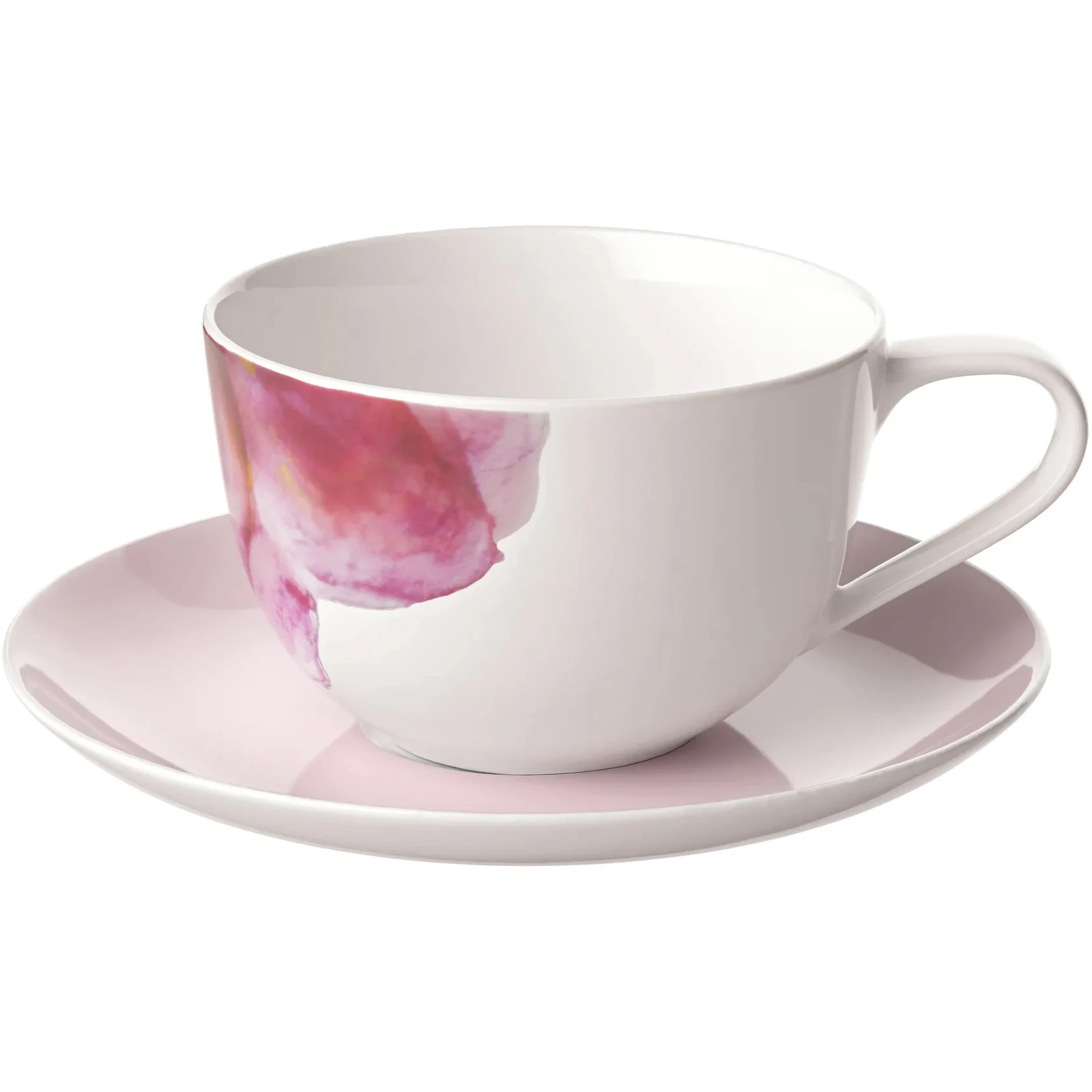 Villeroy & Boch Rose Garden Frukostkopp Med Fat / Rosa - Kaffekoppar Porslin Vit