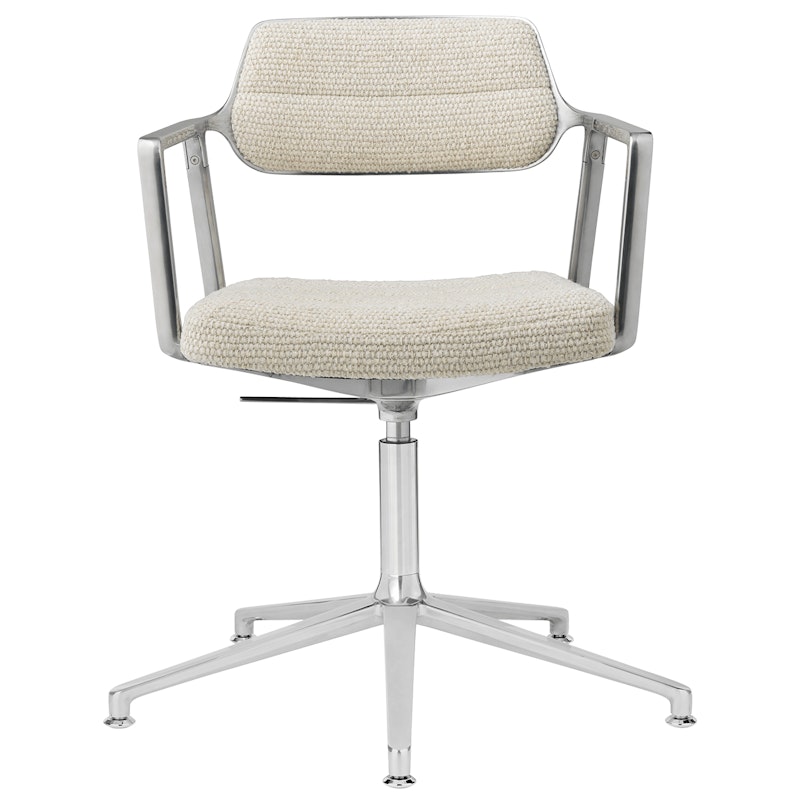 453+ Snurrstol, Polerad Aluminium / Wavy Off-white