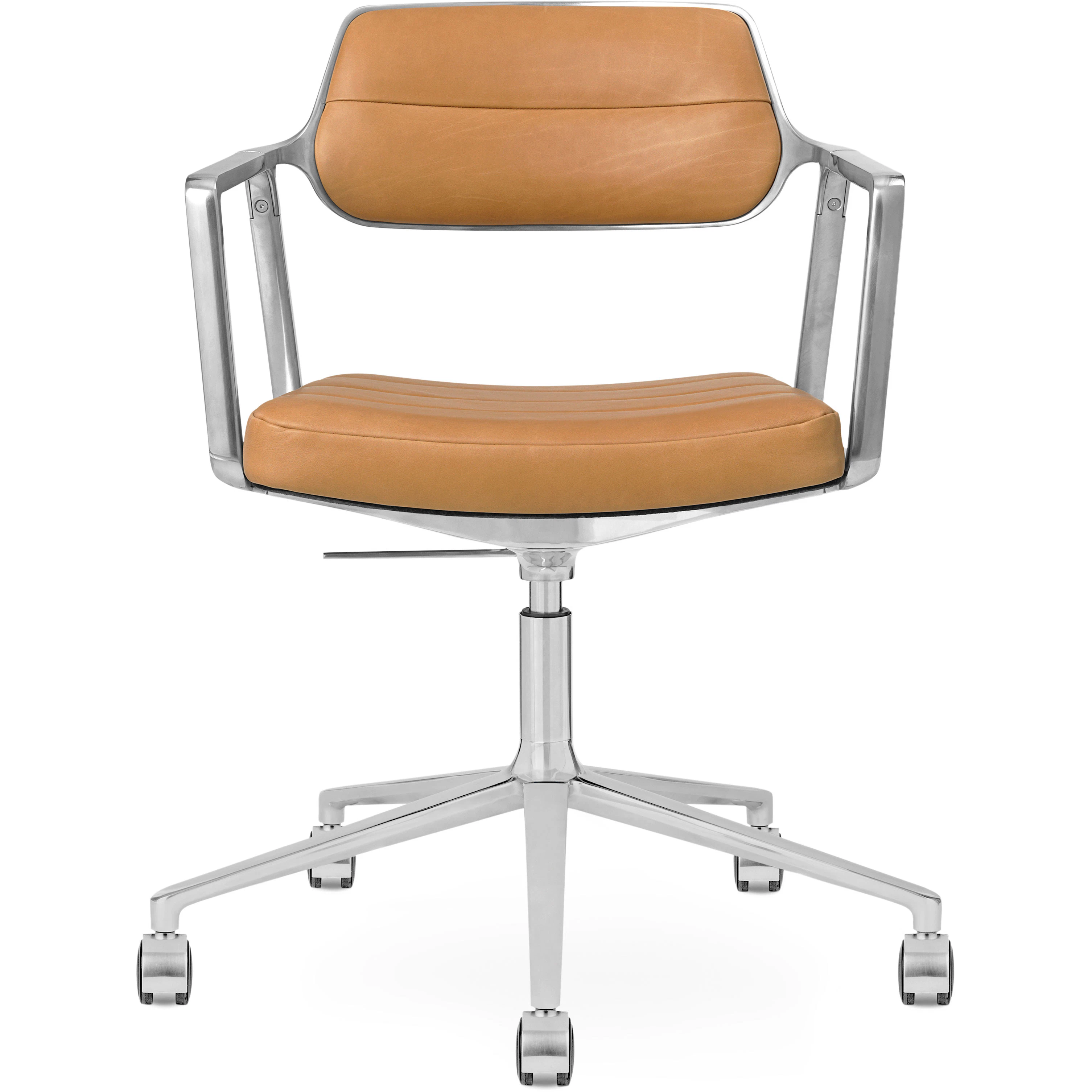 Vipp 453+ Snurrstol Med Hjul Polerad Aluminium / Kamelf&auml;rgat - Kontorsstolar L&auml;der Camel