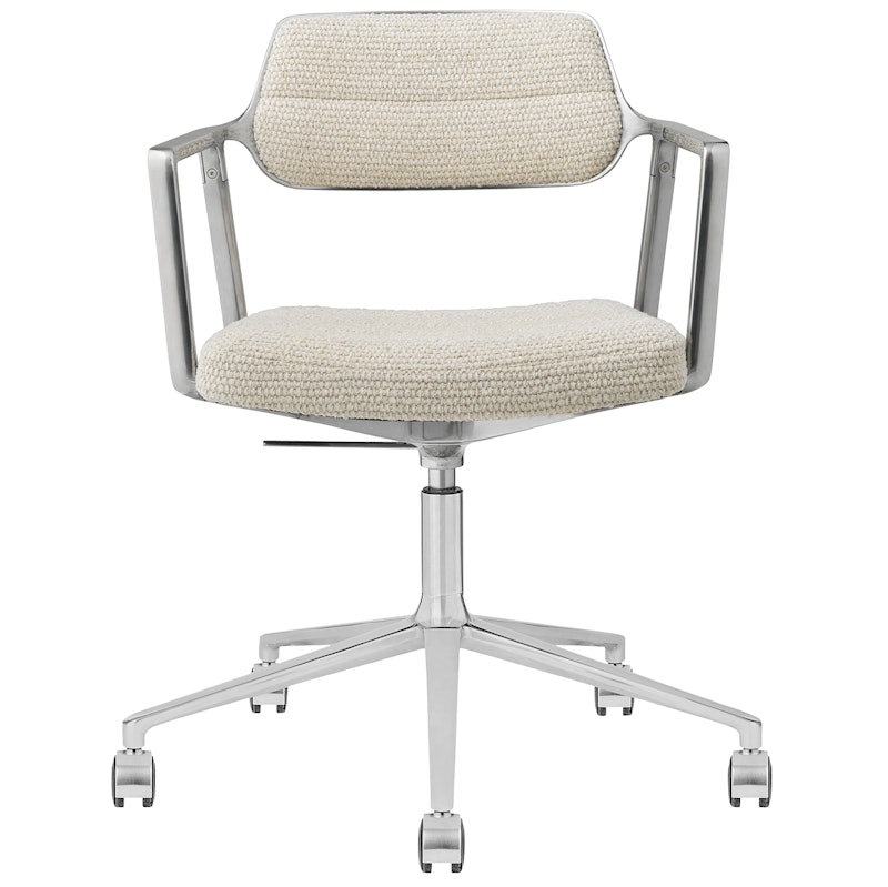 453+ Snurrstol Med Hjul, Polerad Aluminium / Wavy Off-white