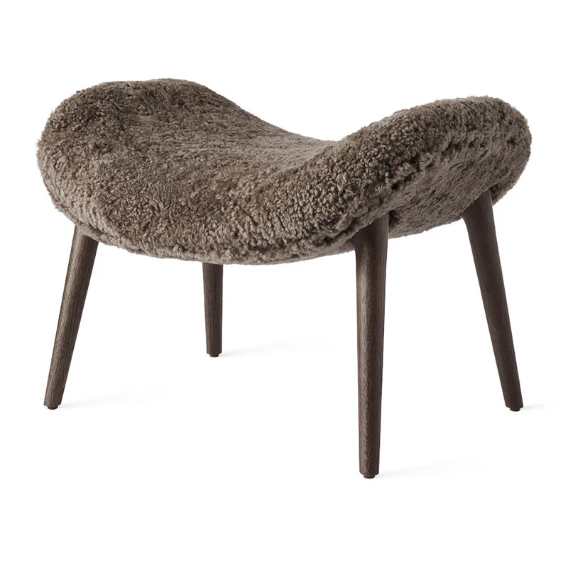 Vipp 467 Lodge Fotpall Lackad M&ouml;rk Ek / Curly 07 - Fotpallar Brun