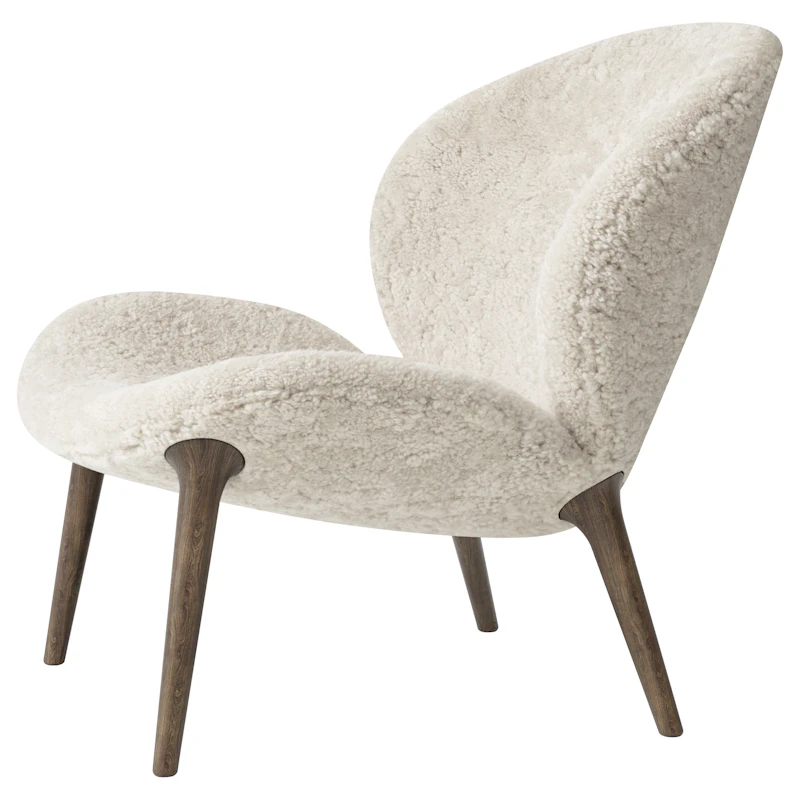 Lodge Fåtölj Låg Rygg, Mörk Ek / Curly 09 Off-White