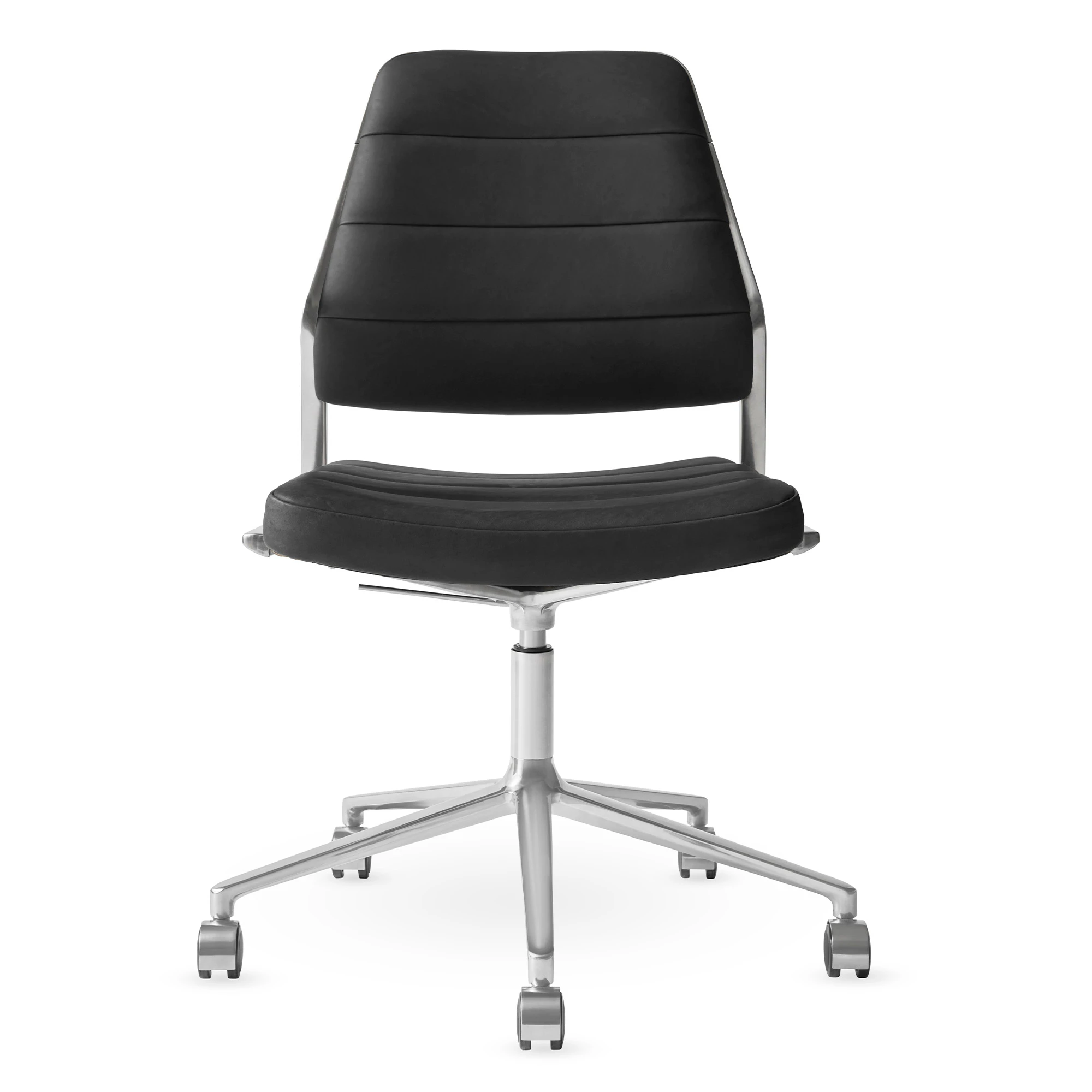 Vipp 454+ Snurrstol Med Hjul - Kontorsstolar L&auml;der Svart L&auml;der