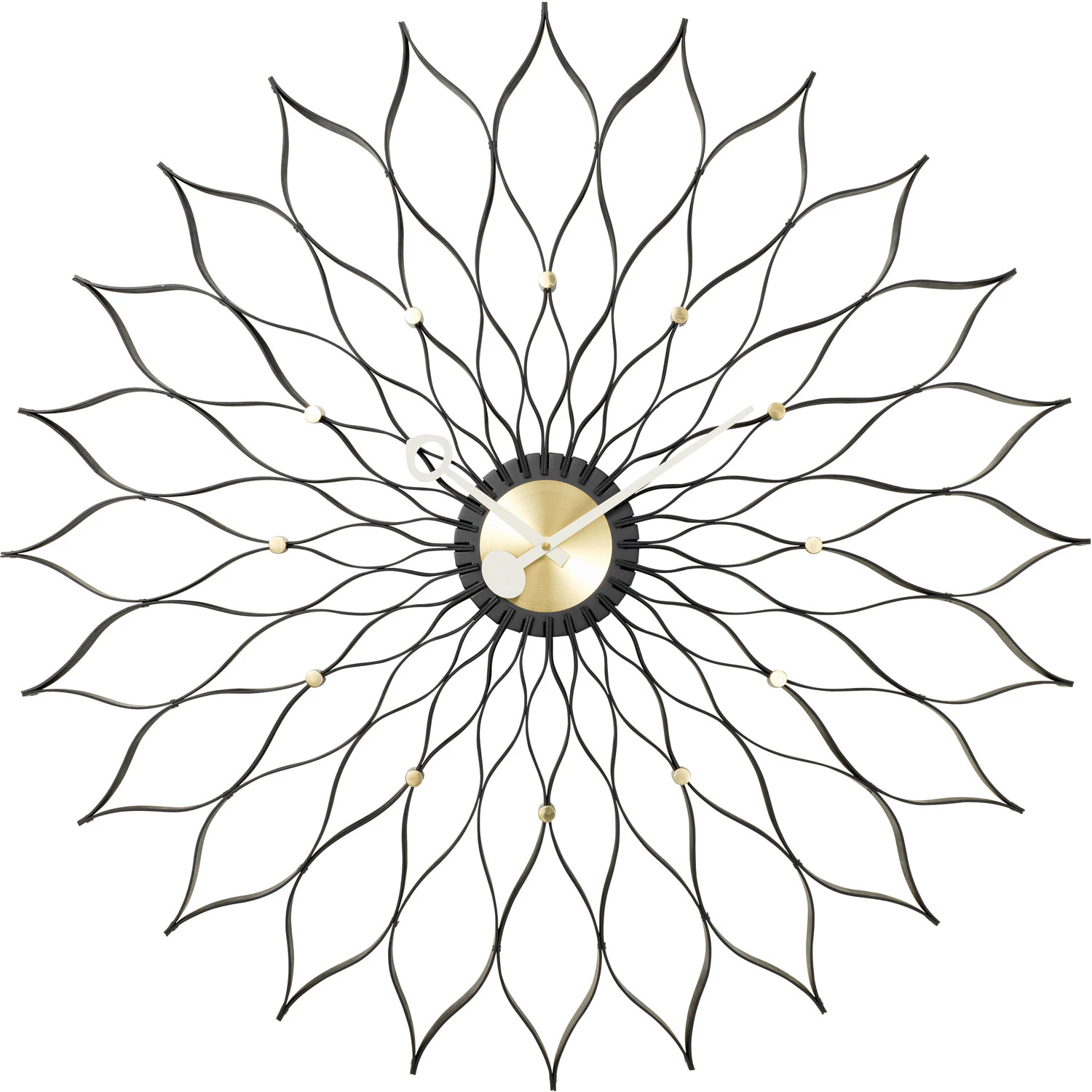 Vitra Sunflower Väggklocka Svart / - Väggklockor Ask Mässing