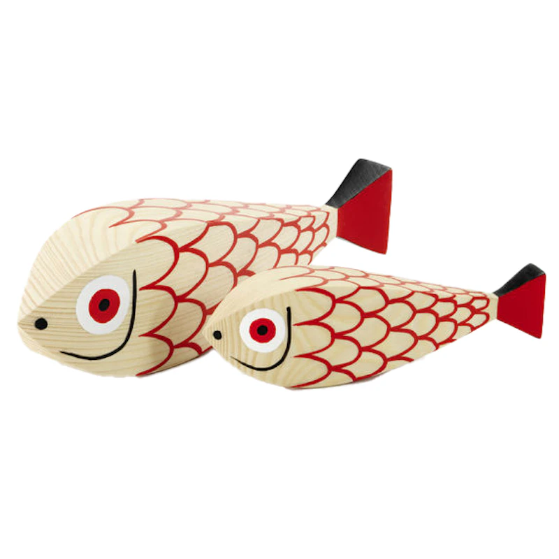 Wooden Doll Träfigur, Mother Fish & Child