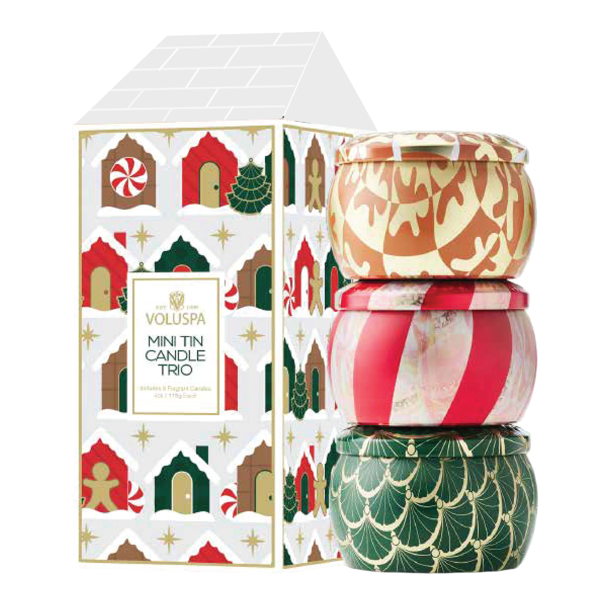 Voluspa Holiday Mini Tin Trio Gåvoset - Doftljus Multi