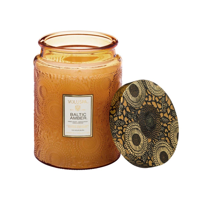 Large Embossed Glass Jar Doftljus, Baltic Amber