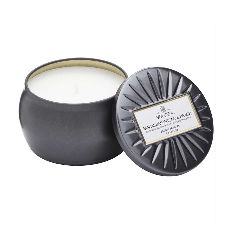 Petite Decorative Tin Doftljus, Makassar Ebony & Peach
