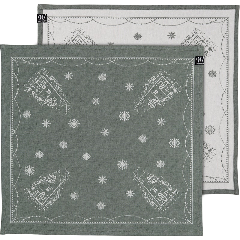 Julemorgen Servett 2-pack 45x45 cm, Vit / Grön