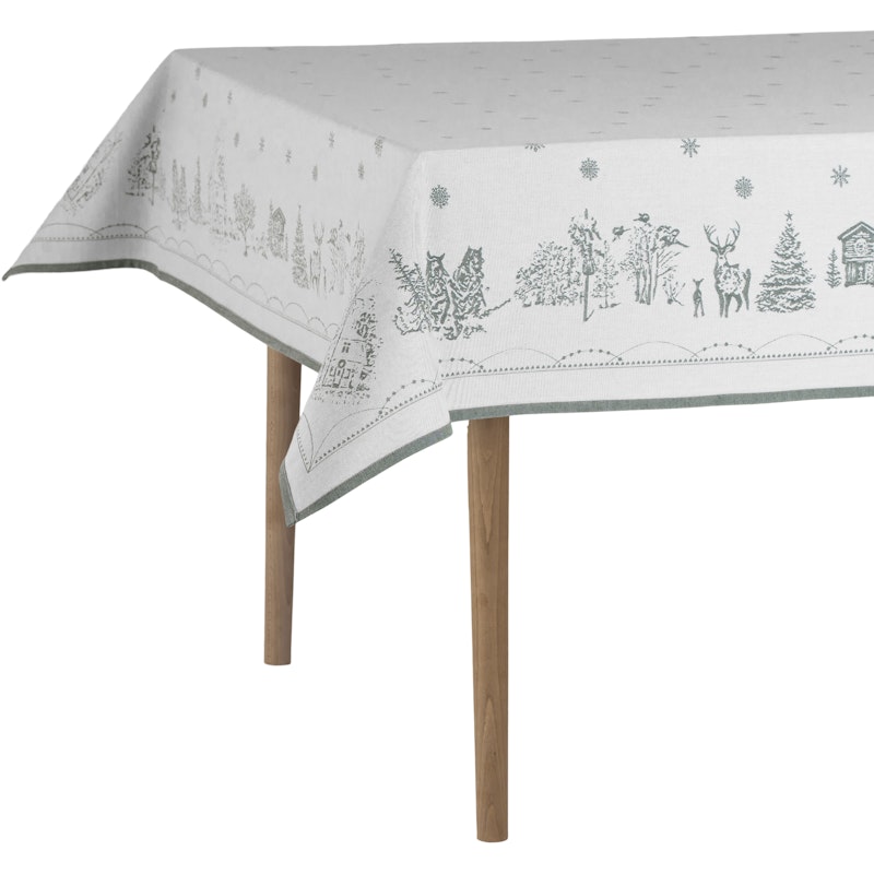 Julemorgen Duk Vit / Grön, 140x340 cm