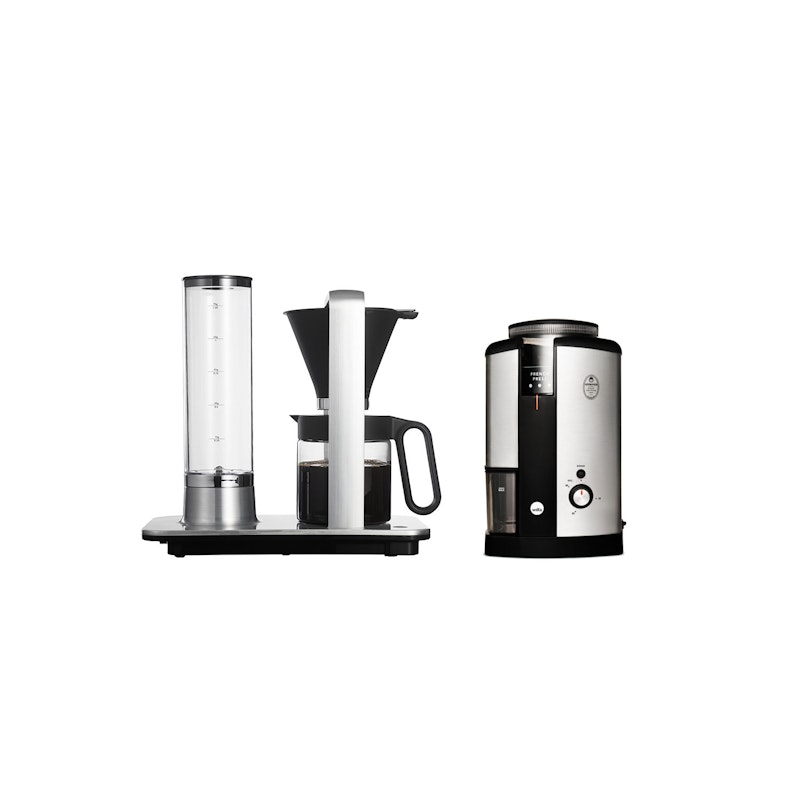 Svart Presisjon Kaffebryggare WSP-2A & Svart Nymalt Kaffekvarn WSCG-2, Silver