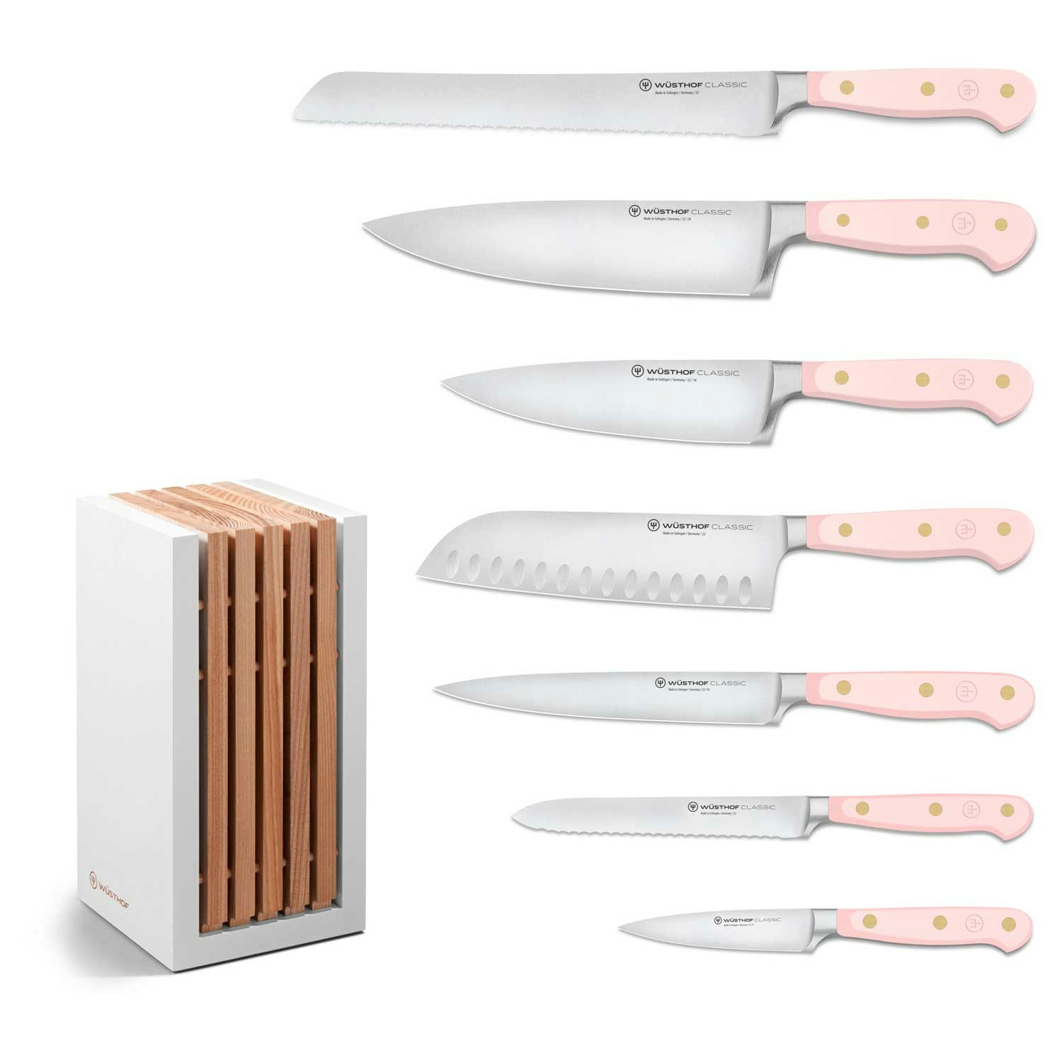 W&uuml;sthof Classic Colour Knivset Med Knivblock 8 Delar - Knivset St&aring;l Pink Himalayan Salt