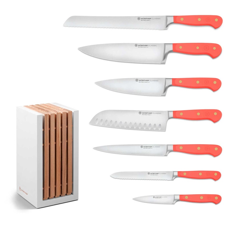 Classic Colour Knivset Med Knivblock 8 Delar, Coral Peach