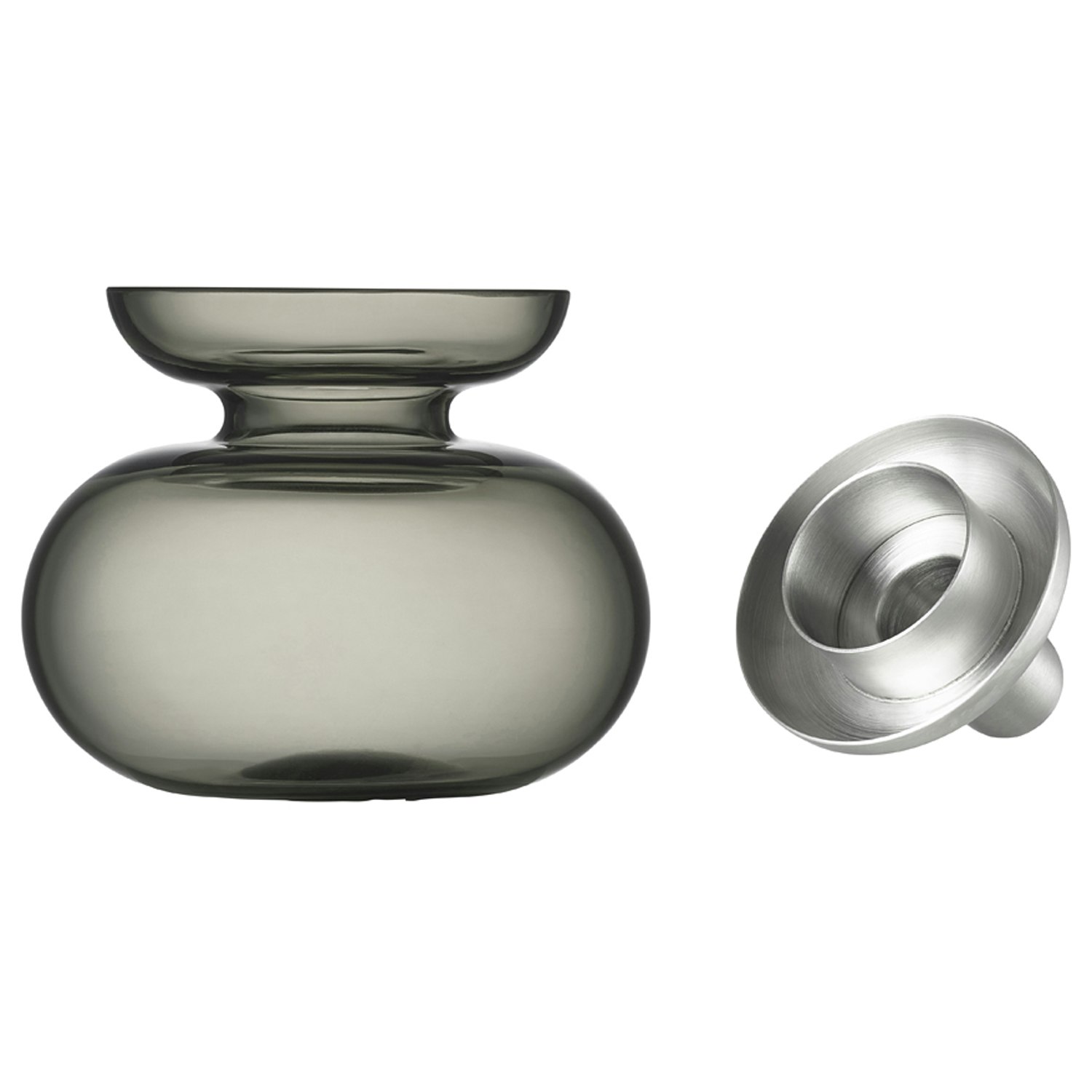 Zone Denmark Inu Vas / Ljusstake Smoked Grey / - Ljuslyktor Munblåst Glas Stål