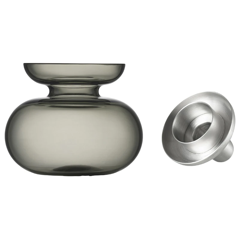 Inu Vas / Ljusstake, Smoked Grey / Stål