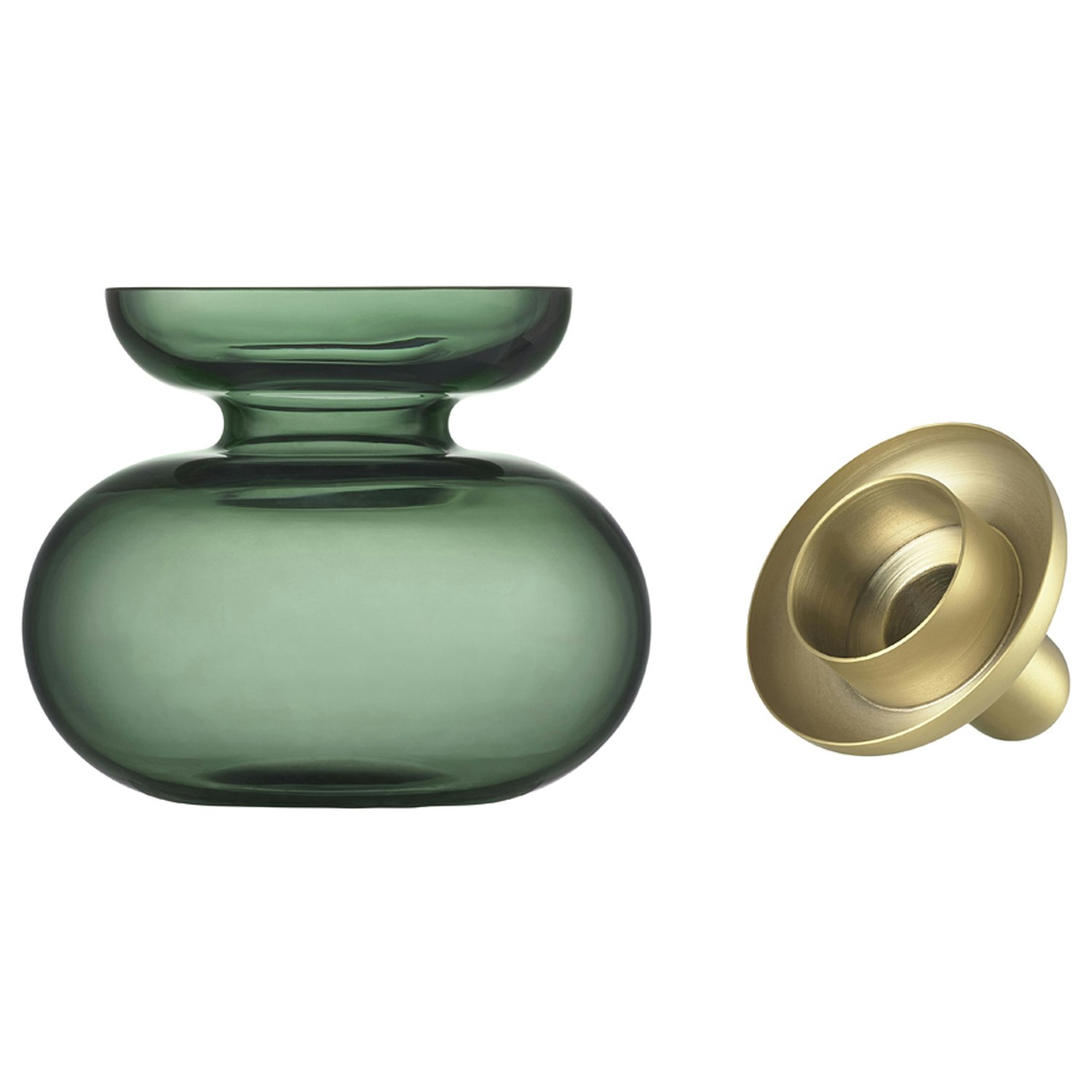 Zone Denmark Inu Vas / Ljusstake Mossgr&ouml;n / - Ljuslyktor Munbl&aring;st Glas M&auml;ssing