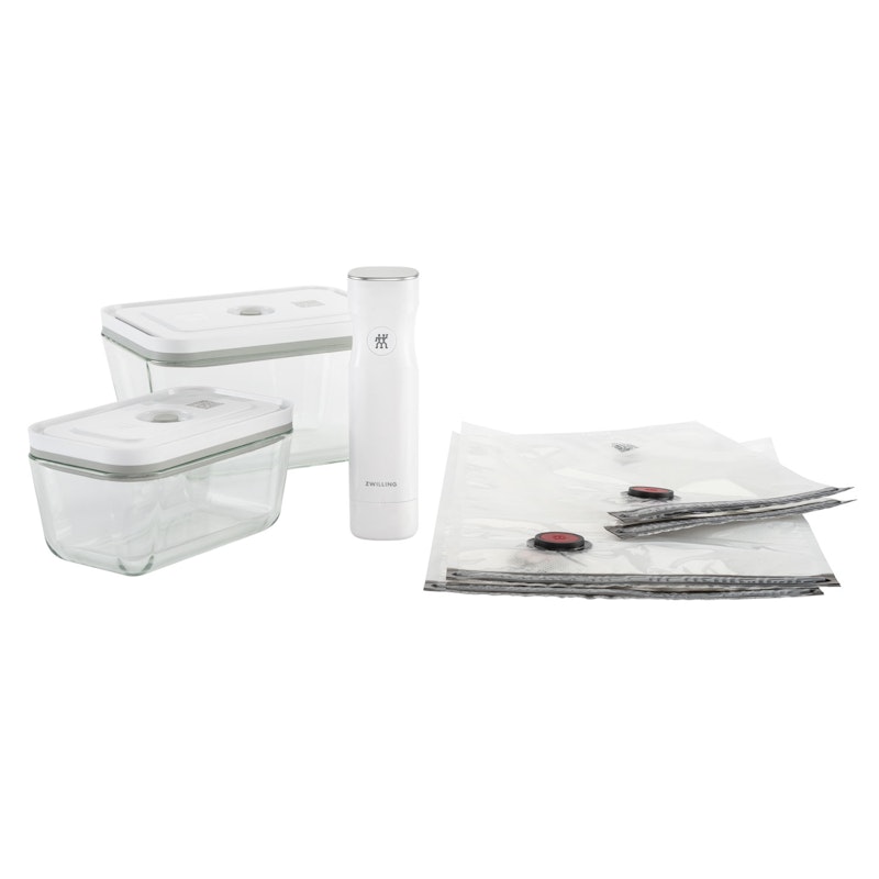 Fresh & Save Startkit Med Vakuumpump / Påsar / Behållare I Glas, 7 Delar